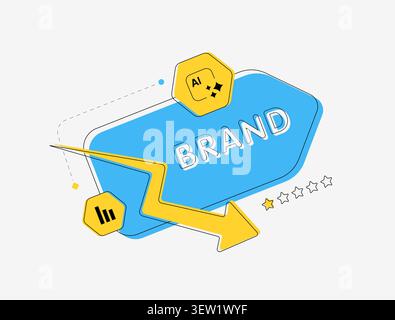 AI brand differentiation with customer trust, authentic positioning and distinctive identity. Reputation management, brand recognition and business credibility vector illustration. Stock Vector