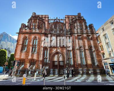 Exterior of the neo-Gothic John Rylands Library on Deansgate, Manchester, United Kingdom. Stock Photo