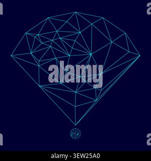 Location or radar low poly triangulation triangulated polygonal electric cyan blue vibrant aqua neon color vector illustration image outline contour Stock Vector