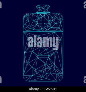 Battery low poly triangulation triangulated polygonal electric cyan blue vibrant aqua neon color vector illustration image outline contour line style Stock Vector