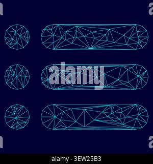 List low poly triangulation triangulated polygonal electric cyan blue vibrant aqua neon color vector illustration image outline contour line style Stock Vector