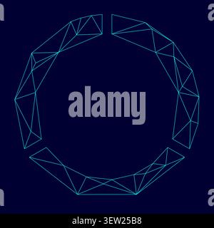 Data sign low poly triangulation triangulated polygonal electric cyan blue vibrant aqua neon color vector illustration image outline contour line Stock Vector