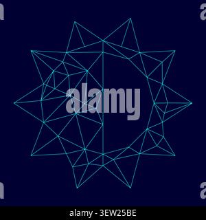 Brightness and contrast setting low poly triangulation triangulated polygonal electric cyan blue vibrant aqua neon color vector illustration image Stock Vector