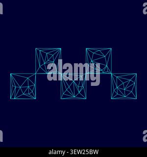 Taxi symbol low poly triangulation triangulated polygonal electric cyan blue vibrant aqua neon color vector illustration image outline contour line Stock Vector