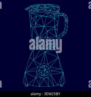 Blender low poly triangulation triangulated polygonal electric cyan blue vibrant aqua neon color vector illustration image outline contour line style Stock Vector