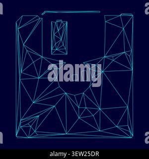 Floppy disk low poly triangulation triangulated polygonal electric cyan blue vibrant aqua neon color vector illustration image outline contour line Stock Vector