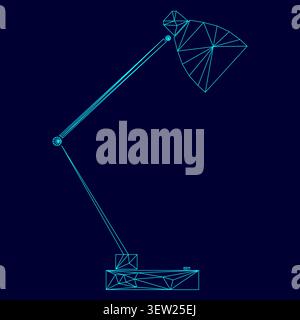 Lamp low poly triangulation triangulated polygonal electric cyan blue vibrant aqua neon color vector illustration image outline contour line style Stock Vector