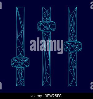 Control panel low poly triangulation triangulated polygonal electric cyan blue vibrant aqua neon color vector illustration image outline contour line Stock Vector
