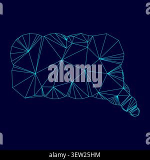Comment low poly triangulation triangulated polygonal electric cyan blue vibrant aqua neon color vector illustration image outline contour line style Stock Vector