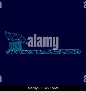 Tooth paste and brush low poly triangulation triangulated polygonal electric cyan blue vibrant aqua neon color vector illustration image outline Stock Vector
