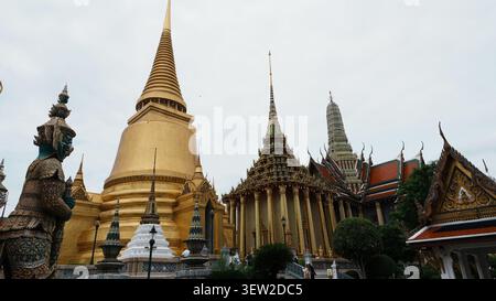 Wide Panorama Grand Palace Complex Gilded Stupa Mixed Multi Spire Temple Buildings Stock Photo