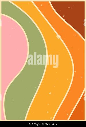 Cool groovy zebra poster with orange and green lines. Stock Vector