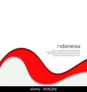 Flag of Indonesia. Paper Cut Style and Waving Design with Modern Presentation Layout. Waving effect with realistic shadows and gradients. Ideal for in Stock Vector