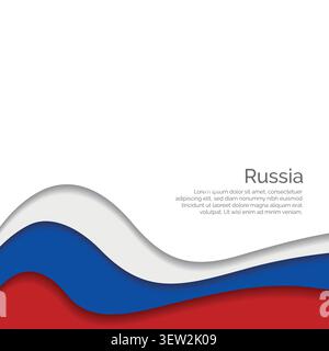 Flag of Russia. Paper Cut Style and Waving Design with Modern Presentation Layout. Waving effect with realistic shadows and gradients. Ideal for inter Stock Vector