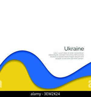 Flag of Ukraine. Paper Cut Style and Waving Design with Modern Presentation Layout. Waving effect with realistic shadows and gradients. Ideal for inte Stock Vector
