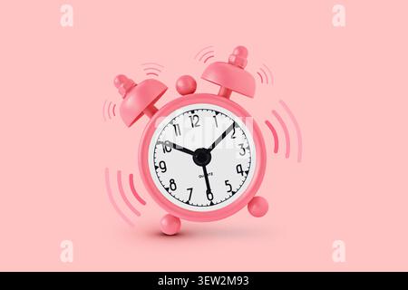 Ringing alarm clock on pink background - Concept of time, woman and biological clock Stock Photo