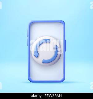 3D Mobile phone with refresh arrow button Stock Vector