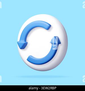 3D circular arrow icon representing refresh action Stock Vector