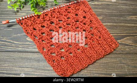 Colorful knitted fabric suitable for home decor, fashion or textile. pattern. Copy space Stock Photo