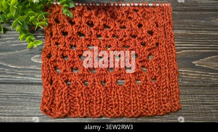 Colorful knitted fabric suitable for home decor, fashion or textile. pattern. Copy space Stock Photo