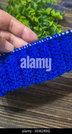 Colorful knitted fabric suitable for home decor, fashion or textile. pattern. Copy space Stock Photo