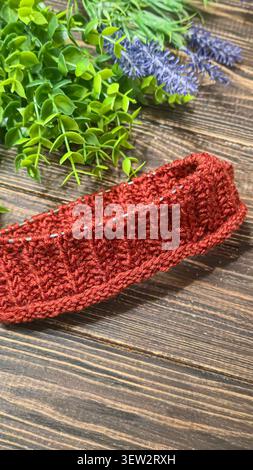 Colorful knitted fabric suitable for home decor, fashion or textile. pattern. Copy space Stock Photo