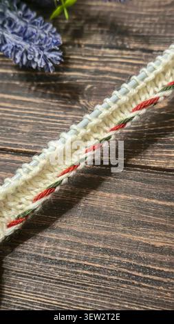 Colorful knitted fabric suitable for home decor, fashion or textile. pattern. Copy space Stock Photo