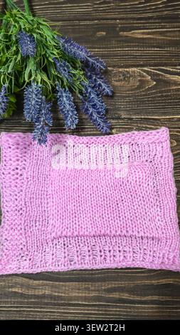 Colorful knitted fabric suitable for home decor, fashion or textile. pattern. Copy space Stock Photo