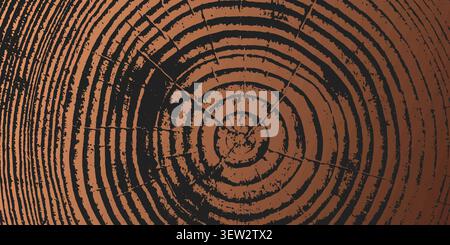 Tree ring pattern showcasing natural wooden texture vector illustration background. Stock Vector