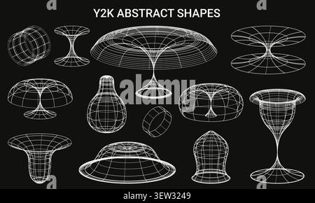 3D wireframe funnel-dome surface with smooth symmetrical curvature, abstract geometric illustration for mathematics, physics, Stock Vector
