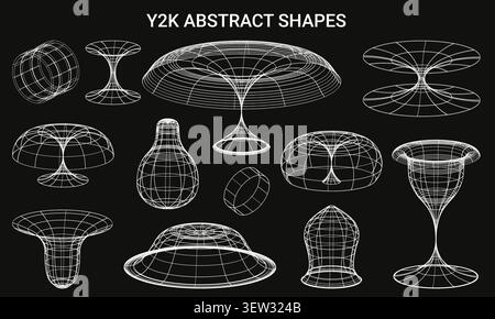 3D wireframe funnel-dome surface with smooth symmetrical curvature, abstract geometric illustration for mathematics, physics, Stock Vector