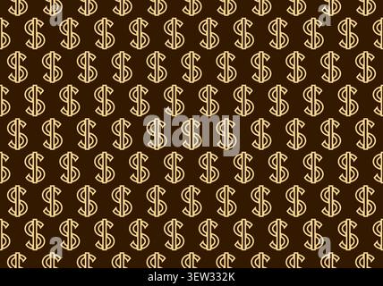 Abstract geometric pattern. with dollars A seamless vector background. Gold and brown ornament. Graphic modern pattern. Simple lattice graphic design Stock Vector