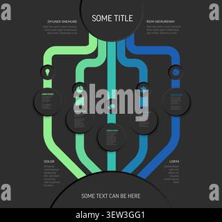 This infographic template features five colorful paths connecting two main circles. Use this data infographic to visualize your business workflow or a Stock Vector