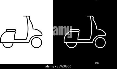 Scooter Line Icon Set. Urban Mobility, Transportation, And Eco-Friendly Travel Outline Symbol Collection. Vespa Style, Commuting Solution. Editable Stock Vector