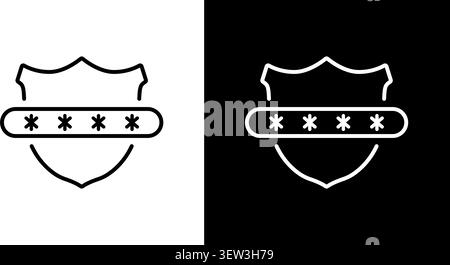 Shield With Password Protection Line Icon Set. Cybersecurity, Data Encryption, And Privacy Safeguard Outline Symbol Collection. Secure Access Control Stock Vector