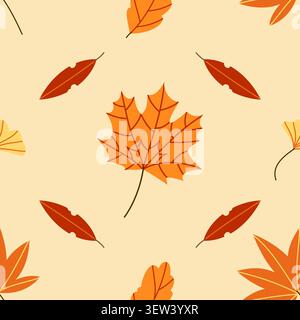 Autumn Falling Leaves Seamless Pattern Vector Stock Vector