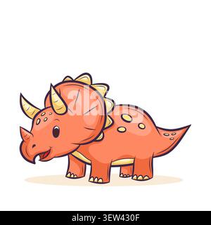 Vector cute illustration of triceratops dinosaur Stock Vector