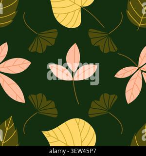 Autumn Leaves Symmetrical Seamless Pattern Vector Stock Vector