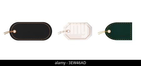 Collection of premium hanging price tags with elegant blank label templates in assorted shapes for retail branding and packaging design. Stock Vector