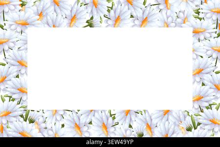 Vector frame with white daisies and space for text Stock Vector