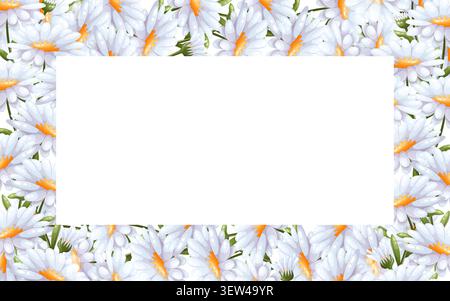 Vector frame with white daisies and space for text Stock Vector