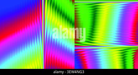 Vibrant neon rainbow glitch art abstract geometric gradient background Stock Vector
