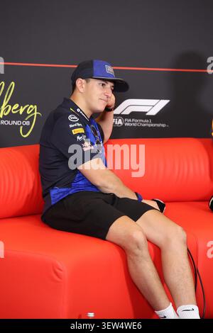 Red Bull Racing Ring Isack Hadjar (FRA) (Oracle Red Bull Racing) at the press conference of ...