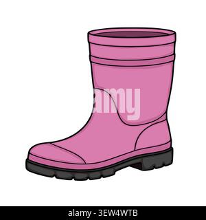 Pink rubber boot vector illustration, isolated on white background Stock Vector