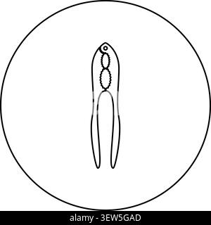Nut cracker nutcracker icon in circle round black color vector illustration image outline contour line thin style simple Stock Vector