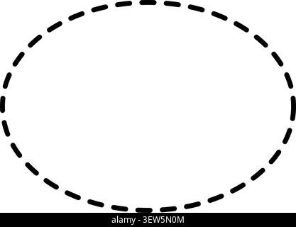 A simple black dashed oval outline shape that can be used for labels, stickers, or graphic design elements. This minimalist vector illustration is cle Stock Vector