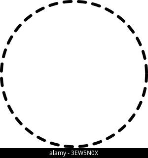 A clean and minimalist vector graphic of a circular shape made from a dashed black line, perfect for design elements, user interface icons, or creativ Stock Vector