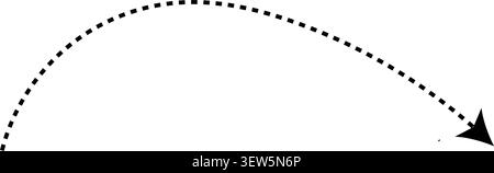 A simple black dotted curved arrow icon pointing downwards. This clean graphic element is perfect for indicating direction, flow, or movement in digit Stock Vector