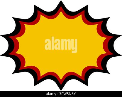 A vibrant yellow comic book style burst speech bubble design with a bold red and black border, perfect for adding action, excitement, or emphasis to g Stock Vector