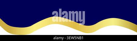 A professional and elegant graphic design element featuring a smooth navy blue wave with a luxurious gold trim line. Perfect for invitations, certific Stock Vector